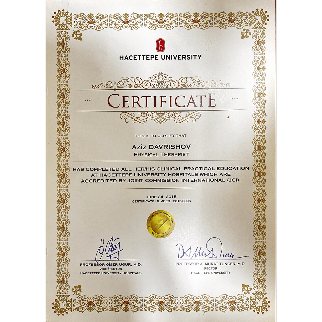 Əziz Dəvrişov Hacettepe Üniversitesi Sertifikatı